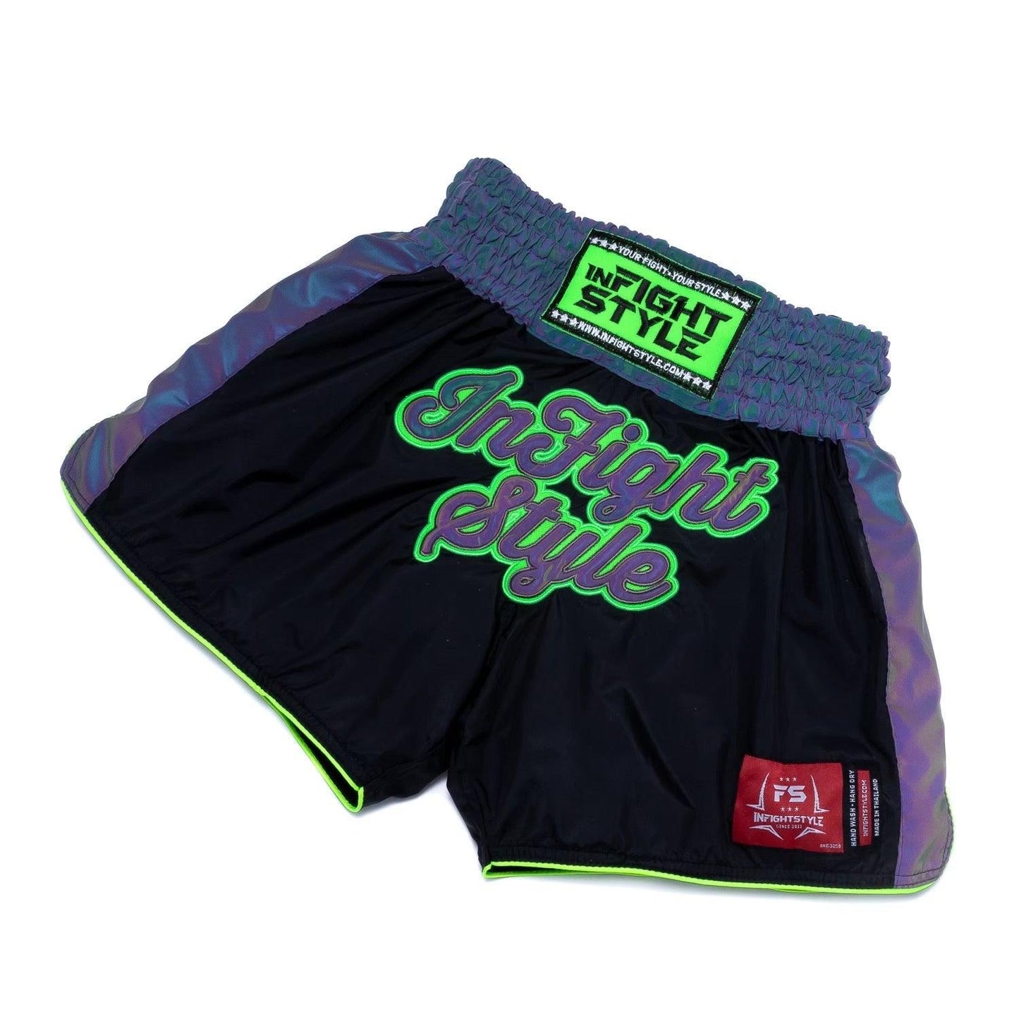 Astro Green Neon Reflective Muay Thai Shorts